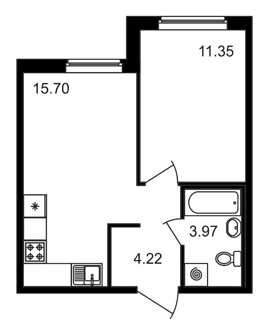 Однокомнатная квартира в ЦДС: площадь 35.24 м2 , этаж: 1 – купить в Санкт-Петербурге